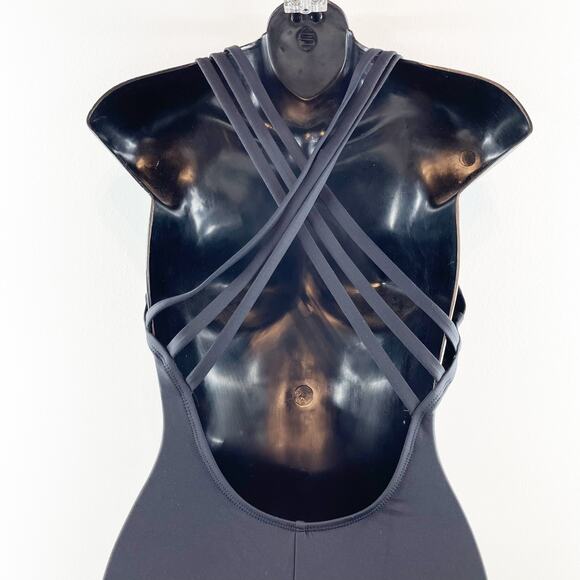 LA Blanca Plunge Front X Criss Cross Strappy Back One Piece Bathing Suit Black S - Picture 5 of 11
